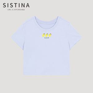 [SISTINA] 인기 코튼 로고 크롭 티셔츠_ASJTSO21010_LL