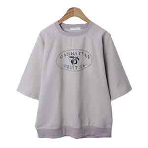 샵앤) 린넨 여성 나그랑 반팔 면 맨투맨 BY.G-WSH-3526-베이지