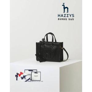 [헤지스]HIBA4F506BK_여성 블랙 로고패치 소가죽 미니토트백