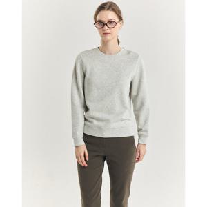 헤지스 여성 24FW 기모 라이트그레이 로고자수 맨투맨 티셔츠 HSTS4D901G1