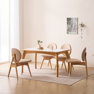 소티디자인 세이지 폴리싱 세라믹 4인 식탁세트 원목 내추럴 프레임 화이트유광 식탁