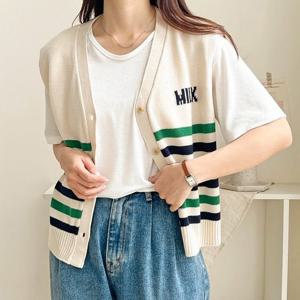 샵앤) 여성 단가라 밀크 Y단추 니트 조끼 21DS-WVS-3763-그린