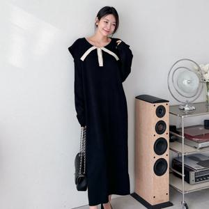 샵앤) 여성 박시 세일러 니트 롱 원피스 ARA-WDR-3862-블랙