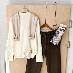 샵앤) 여성 반목 레터링 라인 이너겸 니트 JR-WKN-3953-아이보리