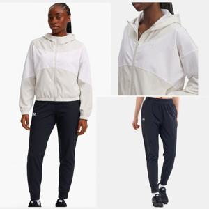 [언더아머(백)]여성 스포츠 우븐 후드 집업 바람막이 조거 팬츠 트레이닝복 세트 4849-2727110