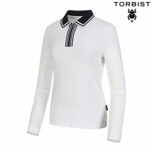 [톨비스트] (여성)카라 배색 반집업 티셔츠_GACW0-WKL040_OW1