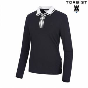 [톨비스트] (여성)카라 배색 반집업 티셔츠_GACW0-WKL040_BK1