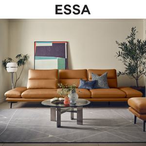 [GS단독][헤드레스트&상품권증정] 에싸 레미 컴팩트 4인 스윙기능 론도 소가죽 소파+스툴