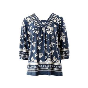[비너스] 여성 스판 네이비꽃 홈웨어 상의(VEV3827F)
