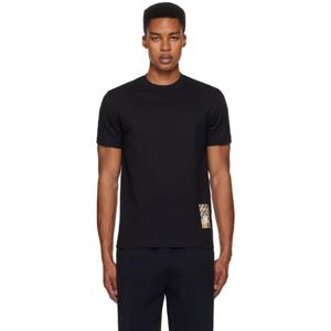 25 FW 버버리 남성 블랙 체크 라벨 코튼 티셔츠 251376M213017