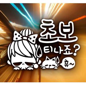 초보 티나죠 휴 초보운전스티커-화이트