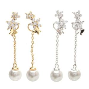 플라워 투웨이 체인 핵진주귀걸이