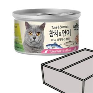 고양이참치캔 고양이 주식캔 간식 통조림 흰살 참치 연어 80g 24개
