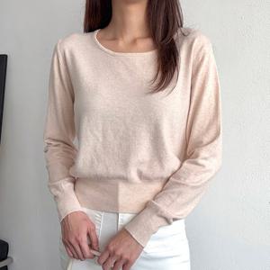 샵앤) 봄신상 여성 U넥 기본 무지 니트 티셔츠 MSE-WKN-20264-베이지