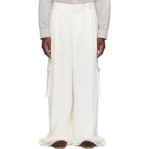 25 FW 드리스반노튼 남성 화이트 리넨 카고 팬츠 251358M188013