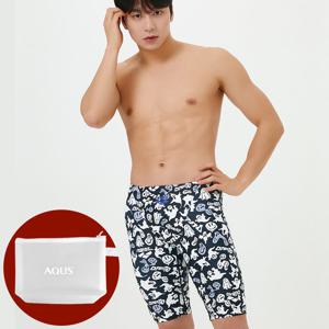 아레나 남성 수영복 고스트빌리지 4부 A5SM1MF03 BLK 수영손가방 증정