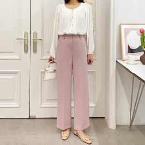 샵앤) 국산 여성 편안한 뒷밴딩 스판 일자 통 와이드 슬랙스 팬츠 PRO-WPT-4266-핑크