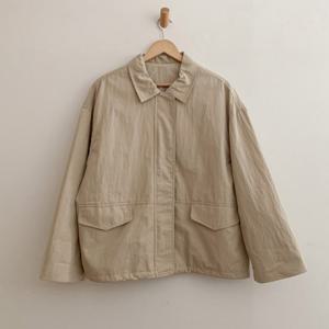 샵앤) 봄신상 여성 카라넥 소매체크 루즈핏 집업 면100 점퍼 SIU-WJP-4277-베이지