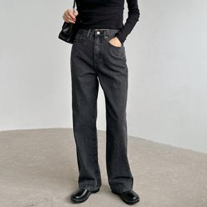 샵앤) 여성 사계절 4사이즈 3기장 중청 세미 와이드 블랙 청바지 INT-WPT-20535-숏