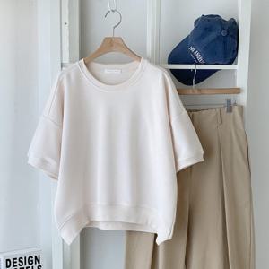 샵앤) 여성 국산 라운드넥 루즈핏 5컬러 데일리 반팔 티셔츠 REI-WSH-4274-아이보리