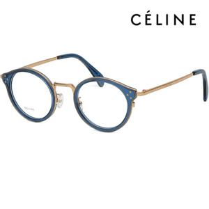 셀린느 안경테 CL50001U 090 명품 빈티지 금테 투명 블루 라운드 솔텍스