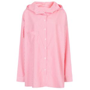 샵앤) 여성 스트라이프 후디 박스 레이어드 남방 셔츠 NTT-WBL-20577-레드