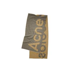 아크네 스튜디오 로고 자카드 머플러 카키 그린 머스타드 옐로우 CA0104-CYX