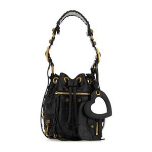 발렌시아가 블랙 인조 크로코다일 버킷 백 70243123EBM 1000