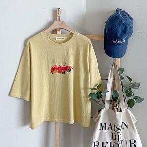 샵앤) 국산 여성 드라이빙 래빗 면100 반팔 티셔츠 FJ-WSH-4370-옐로우