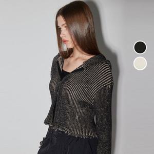 [버커루]여성 빈티지 크롭 후드 집업 니트 가디건 B244KC810P