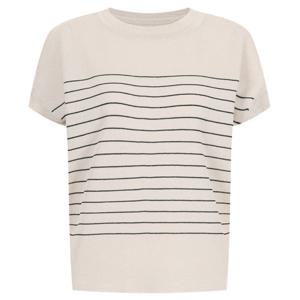 샵앤) 국산 여성 라운드넥 단가라 까슬 가오리핏 반팔 니트티 BOM-WKN-20656-베이지