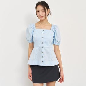 WOMAN 스퀘어넥 코튼 페플럼 블라우스 [SKY BLUE] / WBE2L03523