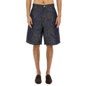 에트로 자카드 로고 패치 데님 버뮤다 반바지 MRNG000199TJ568 S8460 TP935910304