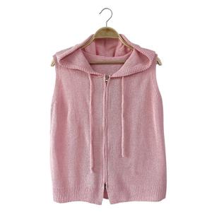 샵앤) 국산 여성 까슬 민소매 후드 레이어드 집업 조끼 JLE-WVS-4545-핑크