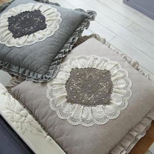 아트박스/러그랜드 플라워레이스 면 방석커버 (솜미포함) - 2col