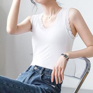 VIVA-NG243 V넥 레이스 레이어드 나시티