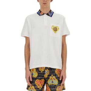 Versace 진스 꾸뛰르 하트 쿠튀르 반팔 폴로 셔츠 76GAGT11CJ01T 003 TP942754104
