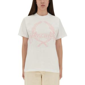 모스키노 화이트 크루넥 반팔 티셔츠 07125541 1001