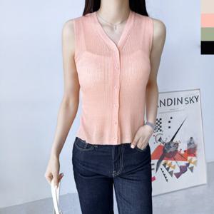 샵앤) 국산 여성 여름 시스루 골지 나시 가디건 WDM-WCD-2LCBB1069