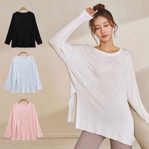 샵앤) 여성 절개 트임 루즈핏 긴팔 롱 티셔츠 WLD-WSH-SIS804