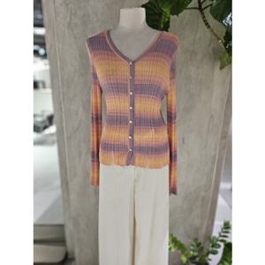 [ZOOC] 데미지 스트라이프 슬림 니트 가디건 (Z252KSL008)