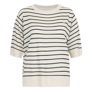 샵앤) 여성 라운드넥 단가라 반팔 여름 니트 티셔츠 FRB-WKN-20699-베이지