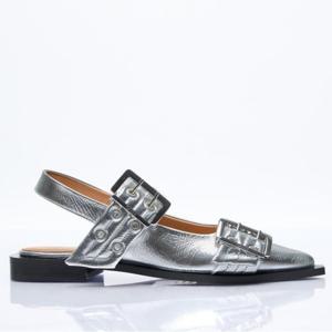 25 FW 가니 Feminine 버클 메탈릭 발레리나 플랫 실버 S2725 018