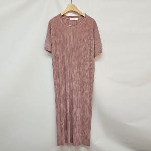 샵앤) 국산 여성 하늘하늘 얇은 플리츠 반팔 롱원피스 LL-WDR-4668-연핑크