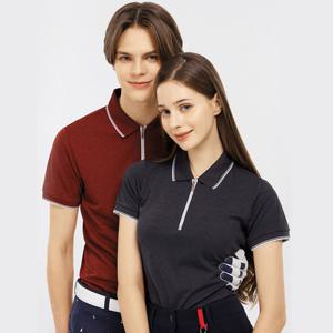 샵앤) 국산 여성 반집업 두줄 카라넥 반팔 골프 티 SC-WSH-G0003