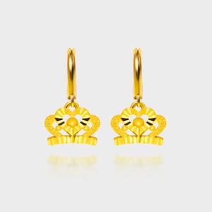 [베티블루] 999 24K 순금 크라운 하트 왕관 여성 7.5g 금 원터치 귀걸이