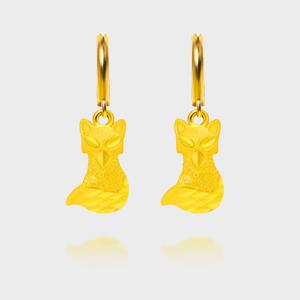 [베티블루] 999 24K 순금 컷팅 여우 여성 7.5g 금 원터치 귀걸이