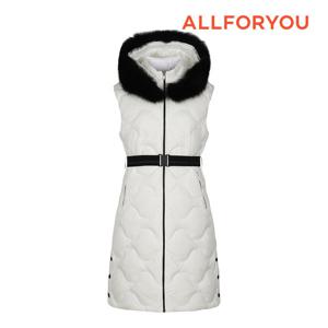 [올포유] 23FW 여성 폭스퍼 후드 물결 퀼팅 덕다운 롱베스트 AWVEMA171-100