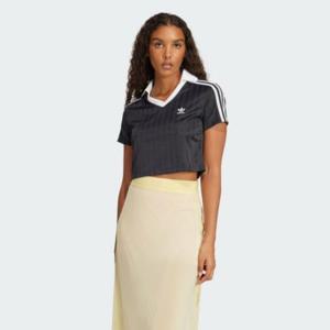 M 아디다스반팔티 XQK JD2606 아디컬러 풋볼 자카드 브이넥 크롭 폴로 셔츠