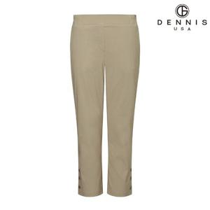 [DENNIS] (방송상품) 여성 인견혼방 8부 배색 단추 밴딩팬츠_베이지_RAQSLPT352